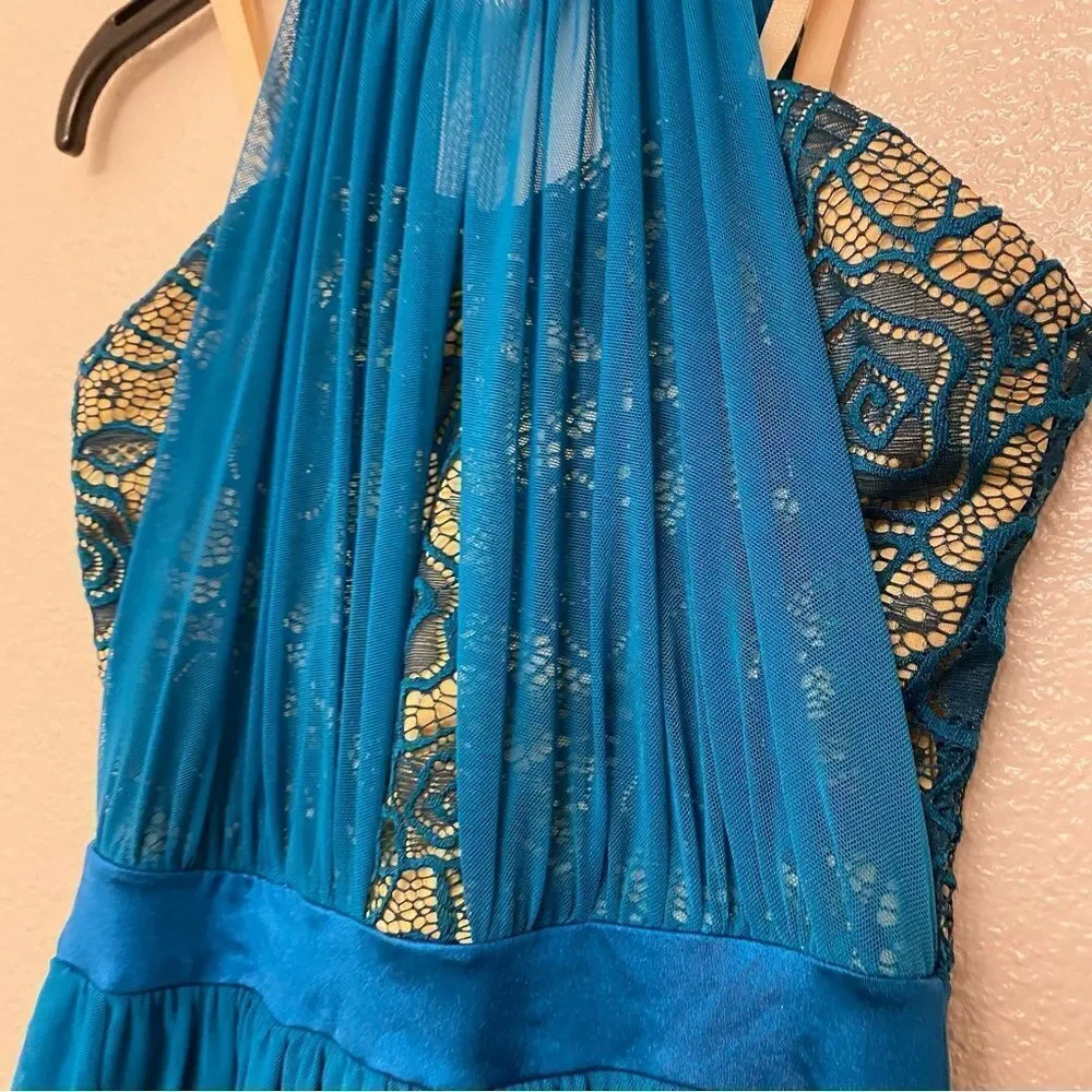 Weissman Balera Dance Costume teal mesh dress Like A River Runs 11336 child LC